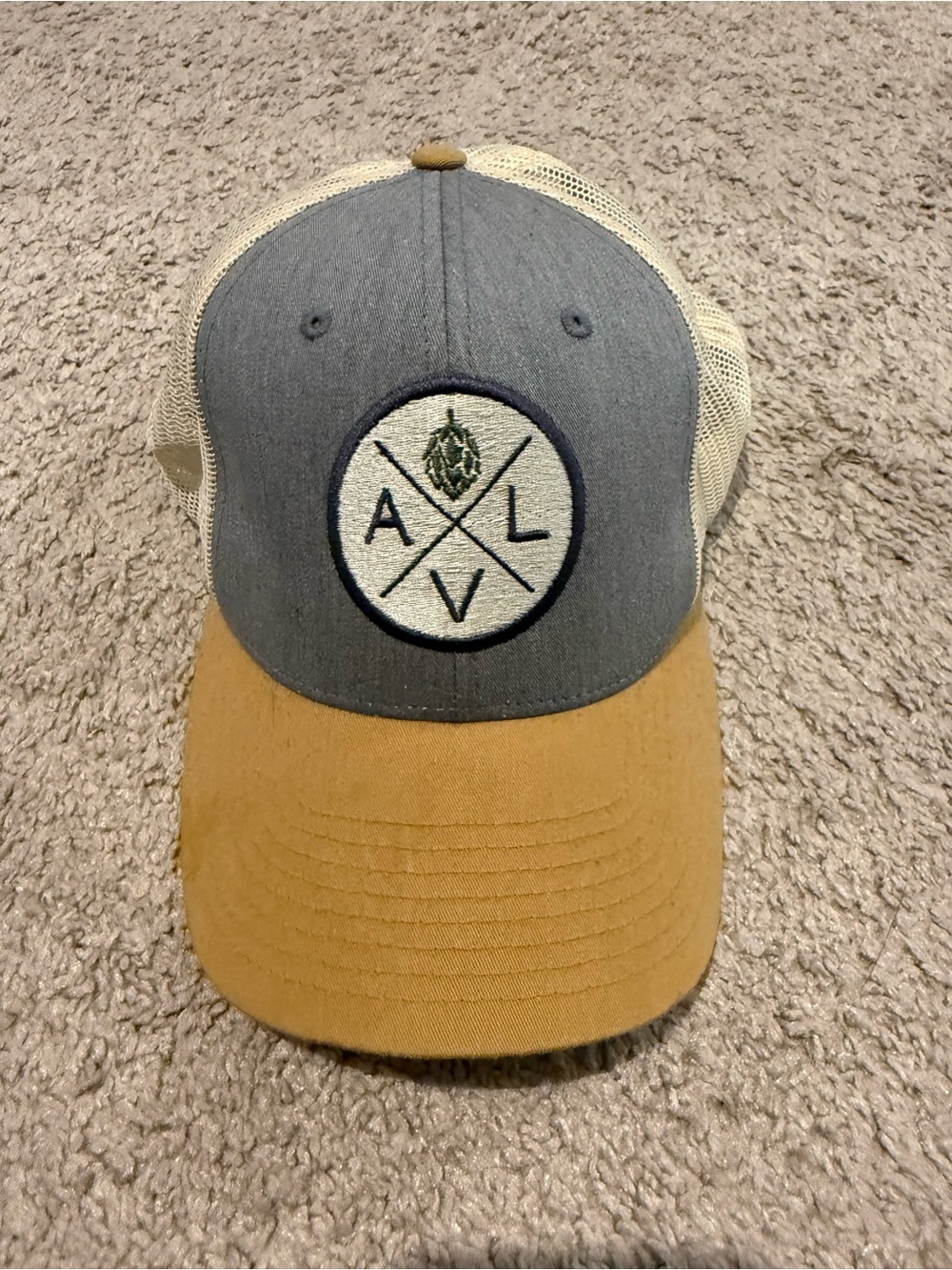 AVL Two-Tone Trucker Hat — Gray and Tan